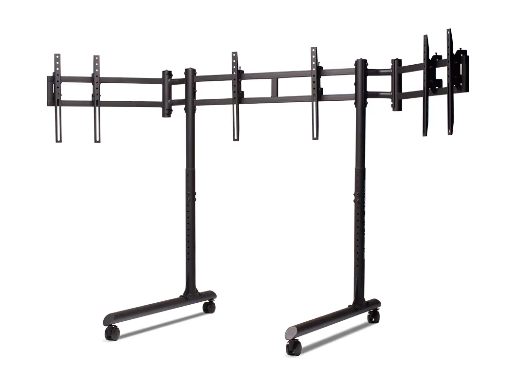 Round Tube Freestanding Triple Monitor Stand